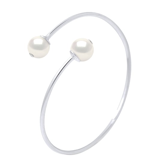 Bangle You and Me 2 Beads Freshwater 8-9 mm Black Round 925 - Image 1