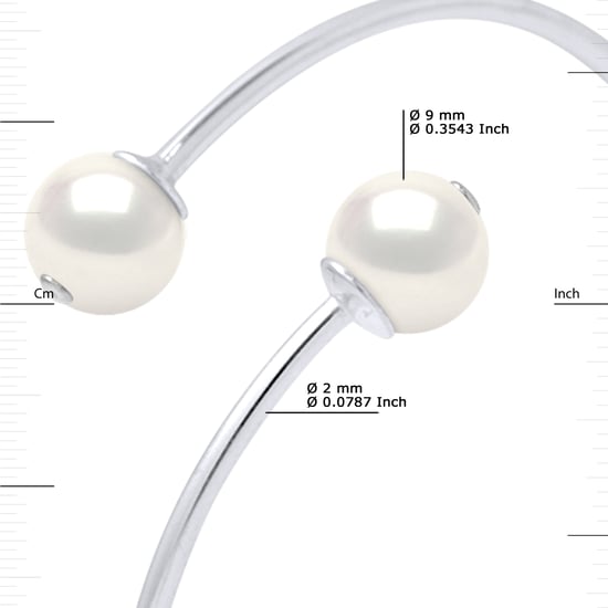 Bangle You and Me 2 Beads Freshwater 8-9 mm Black Round 925 - Image 3