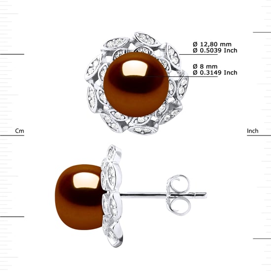 Pendientes de sementales Beads Flower Agua de agua dulce Botones de 8-9 mm Rosas Joyas 925 - Image 3