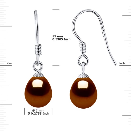Pendientes ganchos perlas de agua dulce de 7-8 mm Pears 925 - Image 3