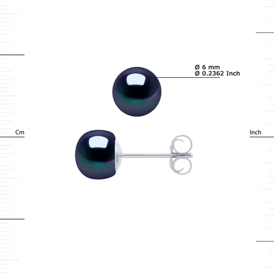 Pendientes Pearl Freshwater 6-7 mm Negro 925 - Image 3