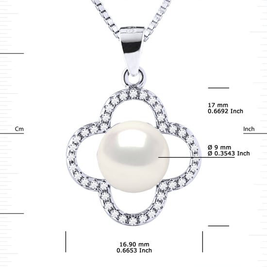 Collar de trébol Pearl White White 9-10 mm 925 - Image 3