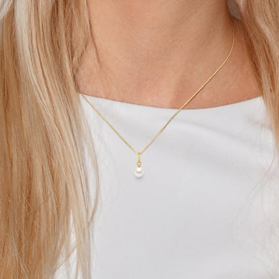 Pear Pearl de agua dulce colgante de 5-6 mm PERA NEGRA 18K Gold blanco entregado con cadena - Image 2