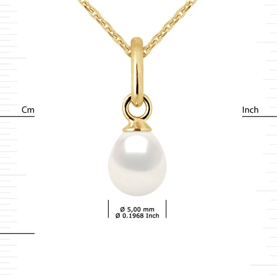 Pear Pearl de agua dulce colgante de 5-6 mm PERA NEGRA 18K Gold blanco entregado con cadena - Image 3