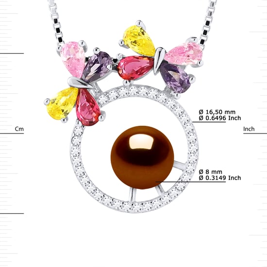 Collar de mariposa Pearl de agua dulce Ronda 8-9 mm de oro 925 - Image 3