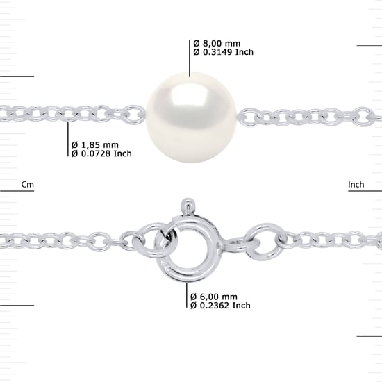 Pulsero trío Beads de agua dulce Ronda 8-9 mm White 925 - Image 3