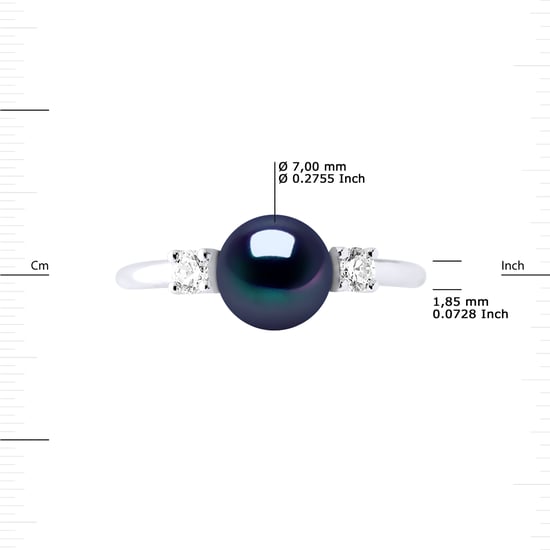Anillo de agua dulce ajustable Pearl 7-8 mm óxidos de blanco y circonio 925 - Image 3