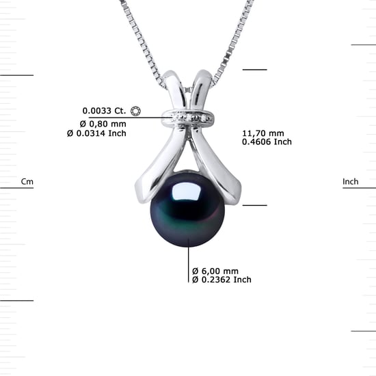 Diamante colgante 0.010 CTS Cultado Pearl Agua dulce 6-7 mm de oro blanco Negro - Image 3