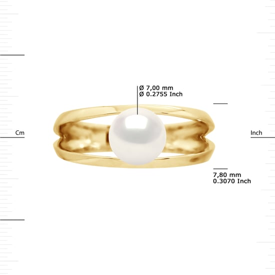 Anillo apuro con botón de perlas de agua dulce 7-8 mm blanco blanco natural blanco - Image 3
