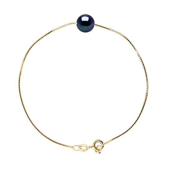 Pulsera Pearl cultivada Agua dulce de 8-9 mm Negro Venecian Yellow Gold - Image 1