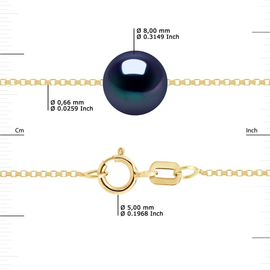 Pulsera Pearl cultivada Agua dulce de 8-9 mm Negro Venecian Yellow Gold - Image 3