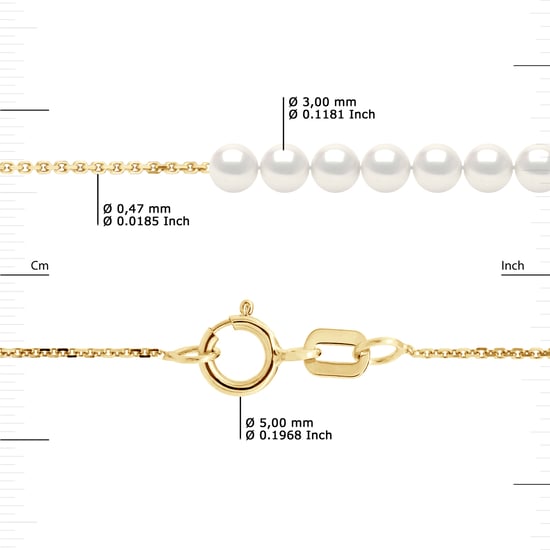Beads Pulsera 7 Trinidad Agua dulce de 3-4 mm Redondo Blanco Negro Cadena de oro Convicto - Image 3