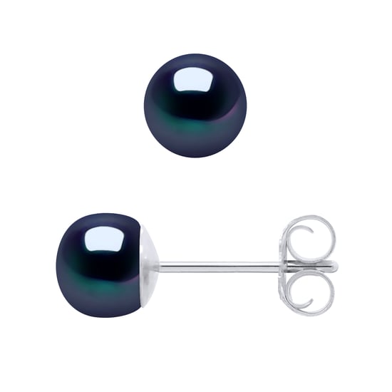 Pendientes de tachuelas Pearls cultivadas 5-6 mm en blanco o negro - Image 1