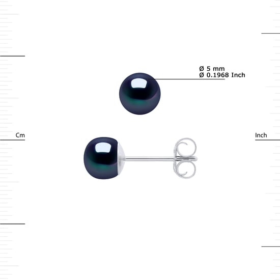 Pendientes de tachuelas Pearls cultivadas 5-6 mm en blanco o negro - Image 3
