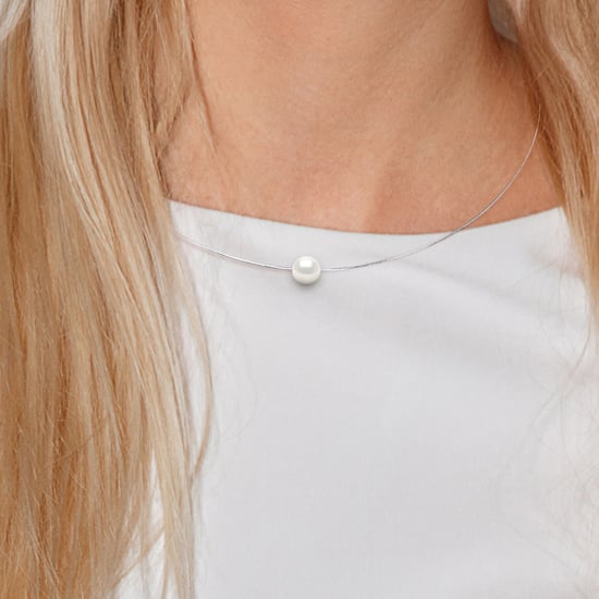 Collar de cable Pearl Cultured Pearl Freshwater redondo negro y amarillo oro 10-11 mm - Image 2
