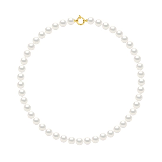 Collar de rango Princesa Pearls de agua dulce Ronda de 9-10 mm Groche de oro amarillo de lujo - Image 1