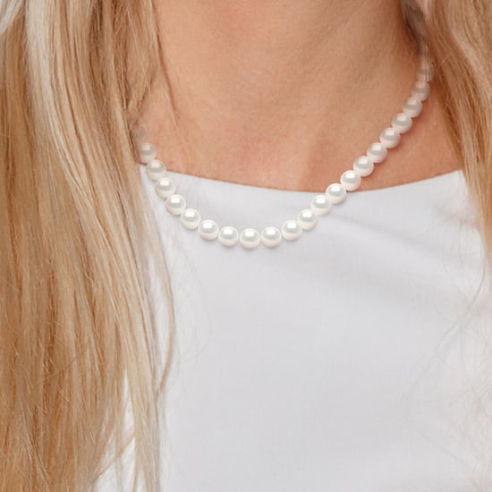 Collar de rango Princesa Pearls de agua dulce Ronda de 9-10 mm Groche de oro amarillo de lujo - Image 2