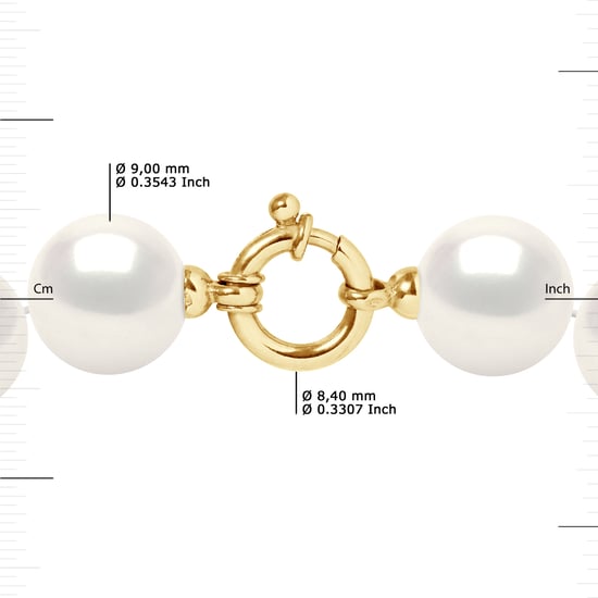 Collar de rango Princesa Pearls de agua dulce Ronda de 9-10 mm Groche de oro amarillo de lujo - Image 3