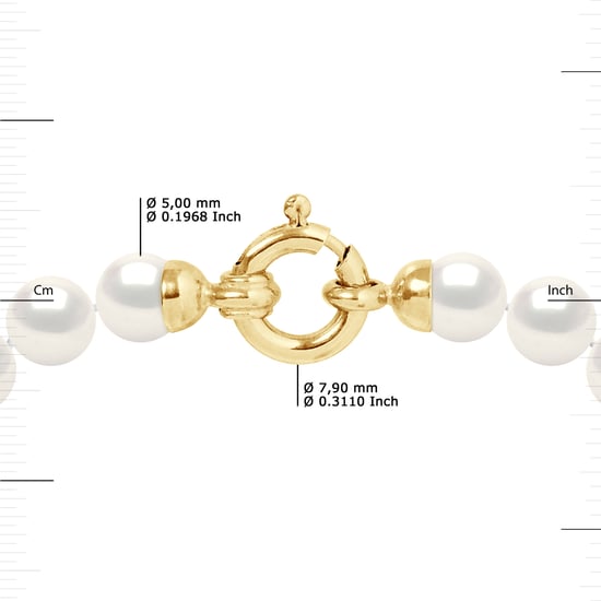 Collar de perlas cultivadas de agua 5-6 mm blanca dulce dulce oro amarillo broche de lujo - Image 3