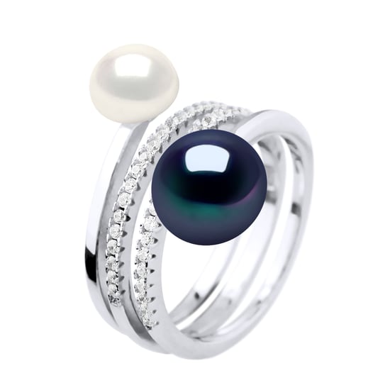 Ring Duo Pearls de agua dulce de 7 y 9 mm Joyas negras 925 - Image 1