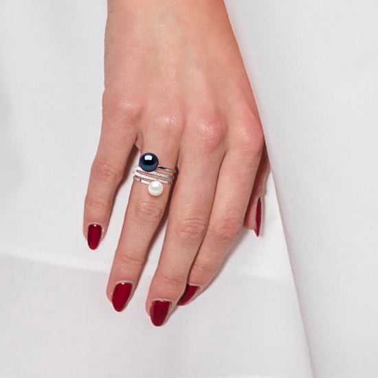 Ring Duo Pearls de agua dulce de 7 y 9 mm Joyas negras 925 - Image 2