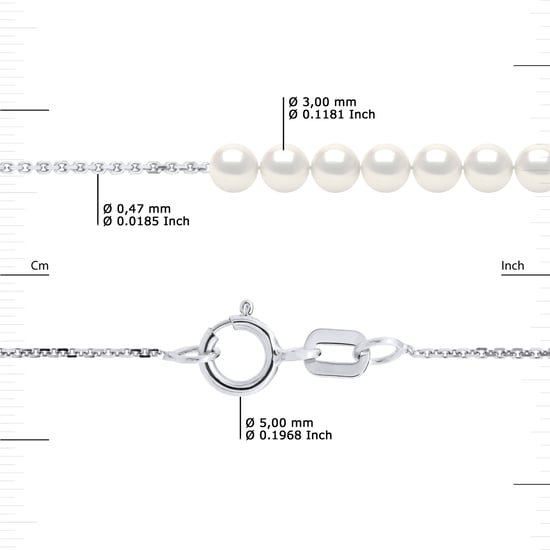 Beads Pulsera 7 Trinidad Agua dulce de 3-4 mm Redondo Blanco Negro Cadena de oro Convicto - Image 3