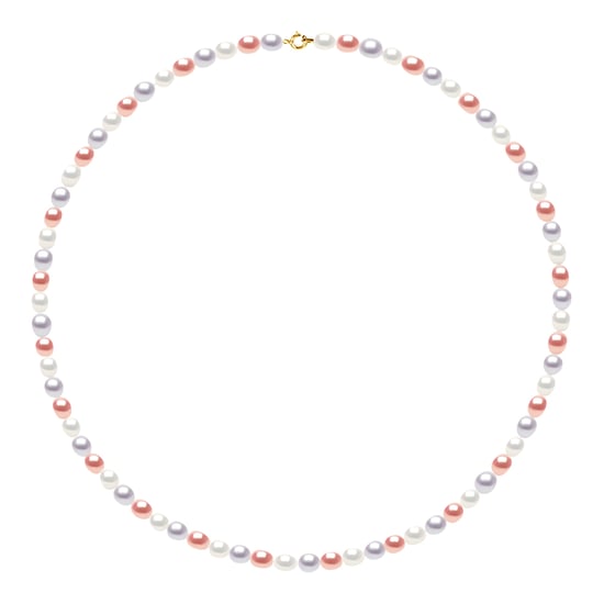 Collar rango de perlas de agua dulce grano de arroz 4-5 mm de oro amarillo blanco 18 quilates - Image 1
