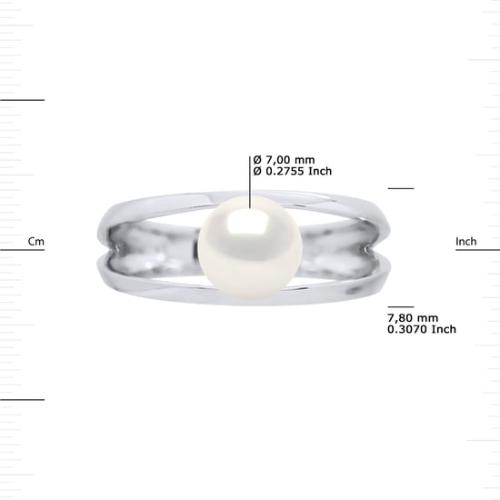 Anillo apuro con botón de perlas de agua dulce 7-8 mm blanco blanco natural blanco - Image 3