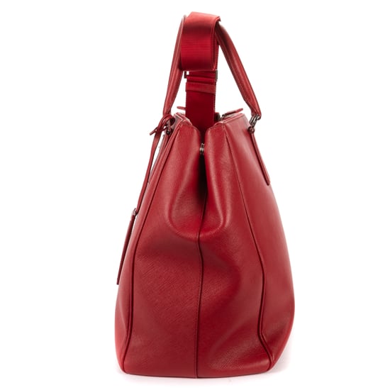 Prada XL Galleria Double Zip Tote XL en  rojo Cuero de ternero - Image 3