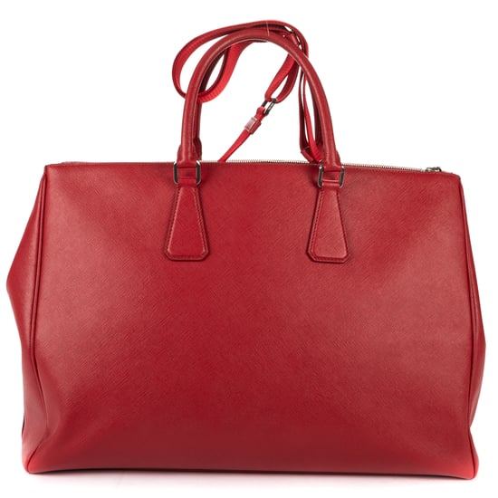 Prada XL Galleria Double Zip Tote XL en  rojo Cuero de ternero - Image 5