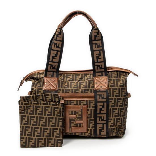 Fendi Medium Zip Tote en beige Lienzo - Image 1