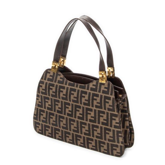 Fendi Vintage FF Zip Tote  en  Tan Lienzo - Image 2