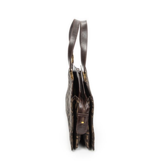 Fendi Vintage FF Zip Tote  en  Tan Lienzo - Image 4