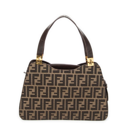 Fendi Vintage FF Zip Tote  en  Tan Lienzo - Image 5