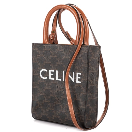 Celine Mini Vertical Cabas Mini en  marrón oscuro Lienzo recubierto - Image 2