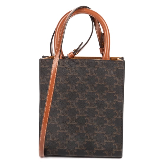 Celine Mini Vertical Cabas Mini en  marrón oscuro Lienzo recubierto - Image 5