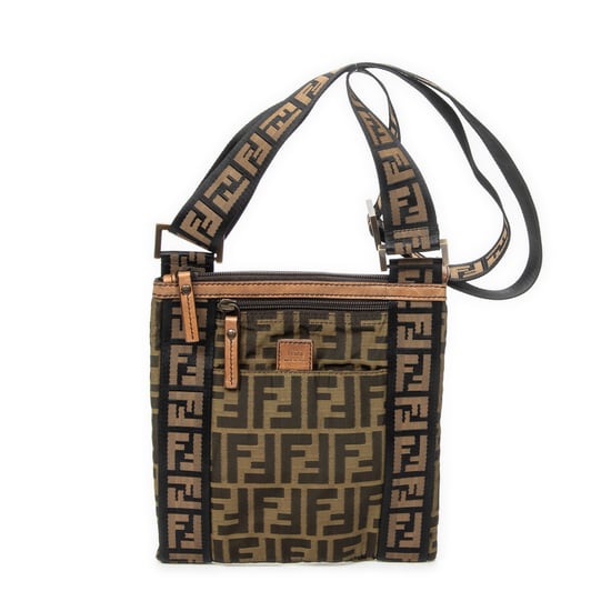 Fendi Square Zip Crossbody en marrón Lienzo - Image 1
