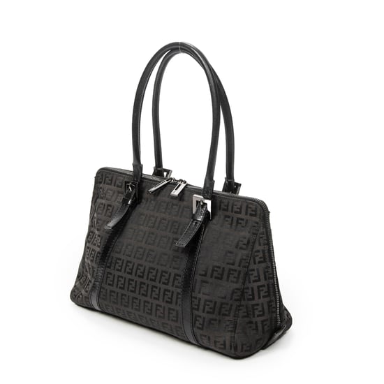 Fendi Small Double Zip Bowler  en  negro Lienzo - Image 2