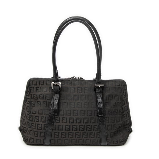 Fendi Small Double Zip Bowler  en  negro Lienzo - Image 5