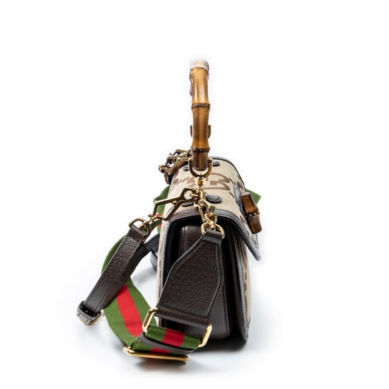 Gucci Small Bamboo 1947 Flap en beige Lienzo - Image 4