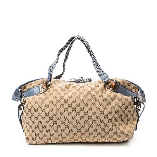 Gucci Large Bamboo Bar Boston en Blue Lienzo - Image 5