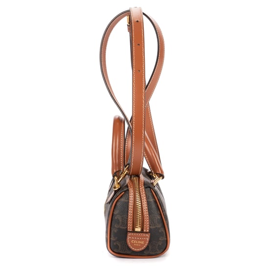 Celine Mini Boston Crossbody Mini en marrón oscuro Lienzo recubierto - Image 3