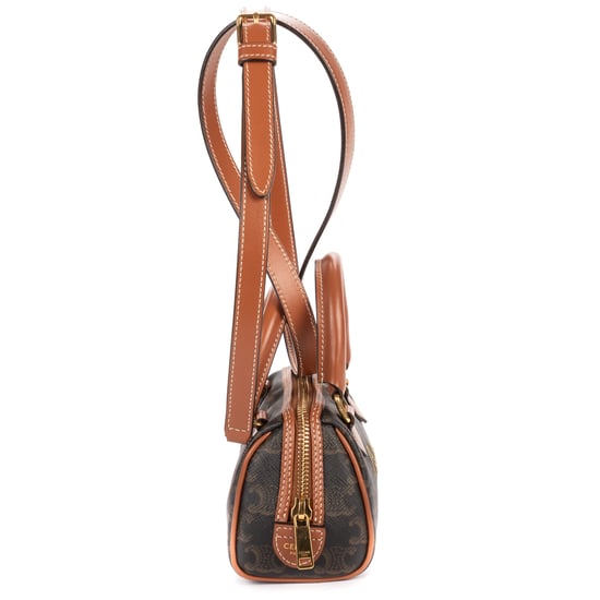 Celine Mini Boston Crossbody Mini en marrón oscuro Lienzo recubierto - Image 4
