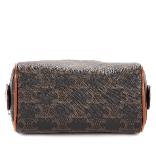 Celine Mini Boston Crossbody Mini en marrón oscuro Lienzo recubierto - Image 6