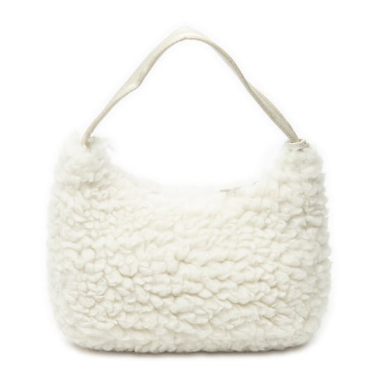 Prada Mini Shearling Zip Hobo  en  marfil Lienzo - Image 5