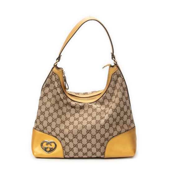 Gucci Medium Lovely Heart Hobo en beige Lienzo - Image 1