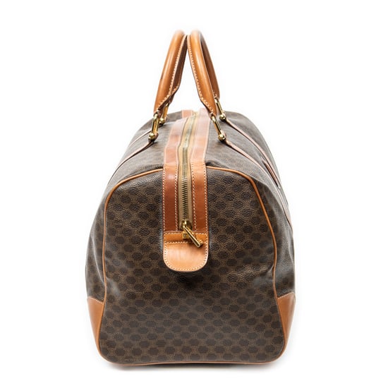 Celine Vintage Medium Travel Boston en marrón Lienzo recubierto - Image 4