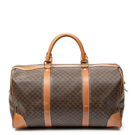 Celine Vintage Medium Travel Boston en marrón Lienzo recubierto - Image 5