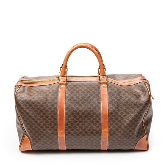 Celine Vintage Large Travel Boston en marrón Lienzo recubierto - Image 5
