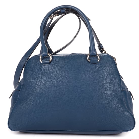 Prada Front Zip Pocket Bowling Tote  en  Blue Cuero de ternero - Image 5